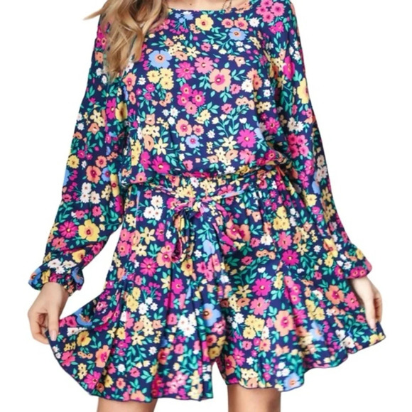 Haptics Women’s Mediums Bright Colored Floral Romper NWT - Picture 1 of 11